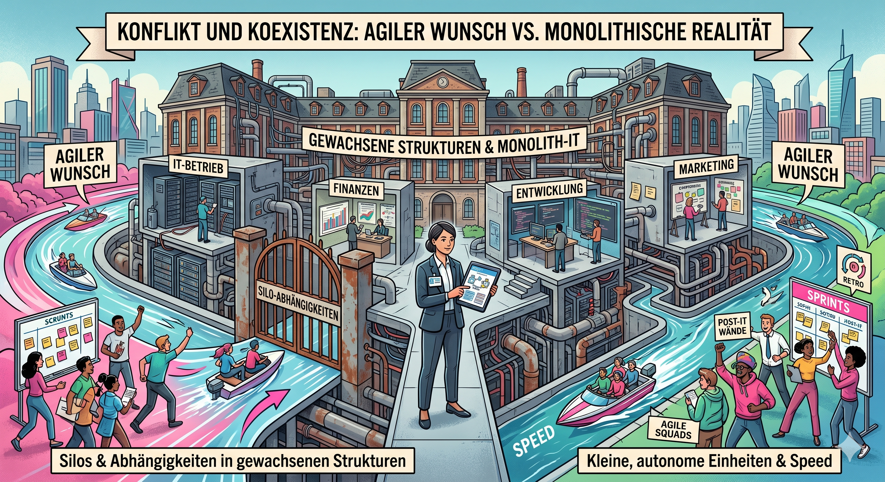 Konflikt und Koexistenz: Agiler Wunsch vs. monolithische Realität
